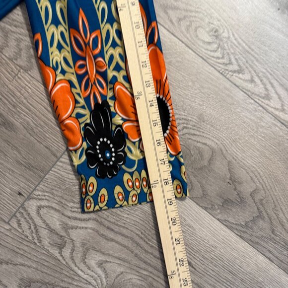 R&B Collection Flower Power Tunic Dress Size XL Floral Retro Blue Orange - Picture 11 of 14